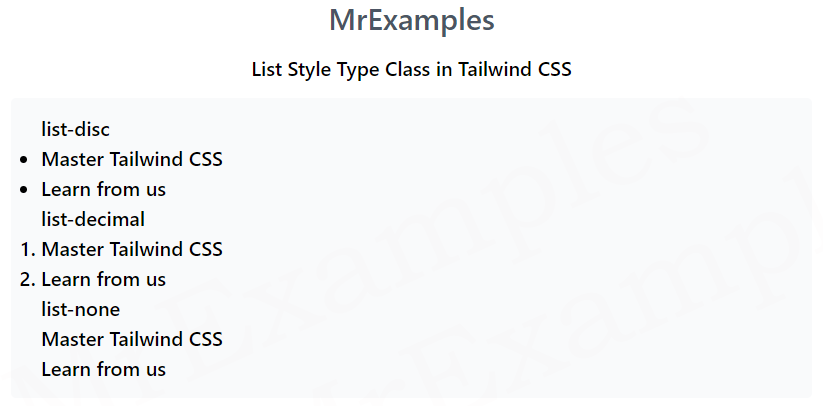 Tailwind List Style Types