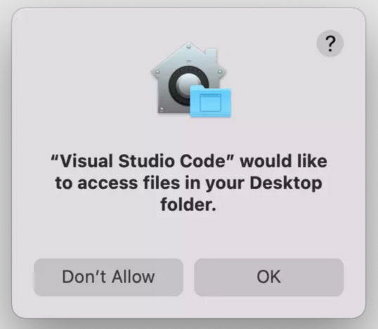 VScode access notification on mac